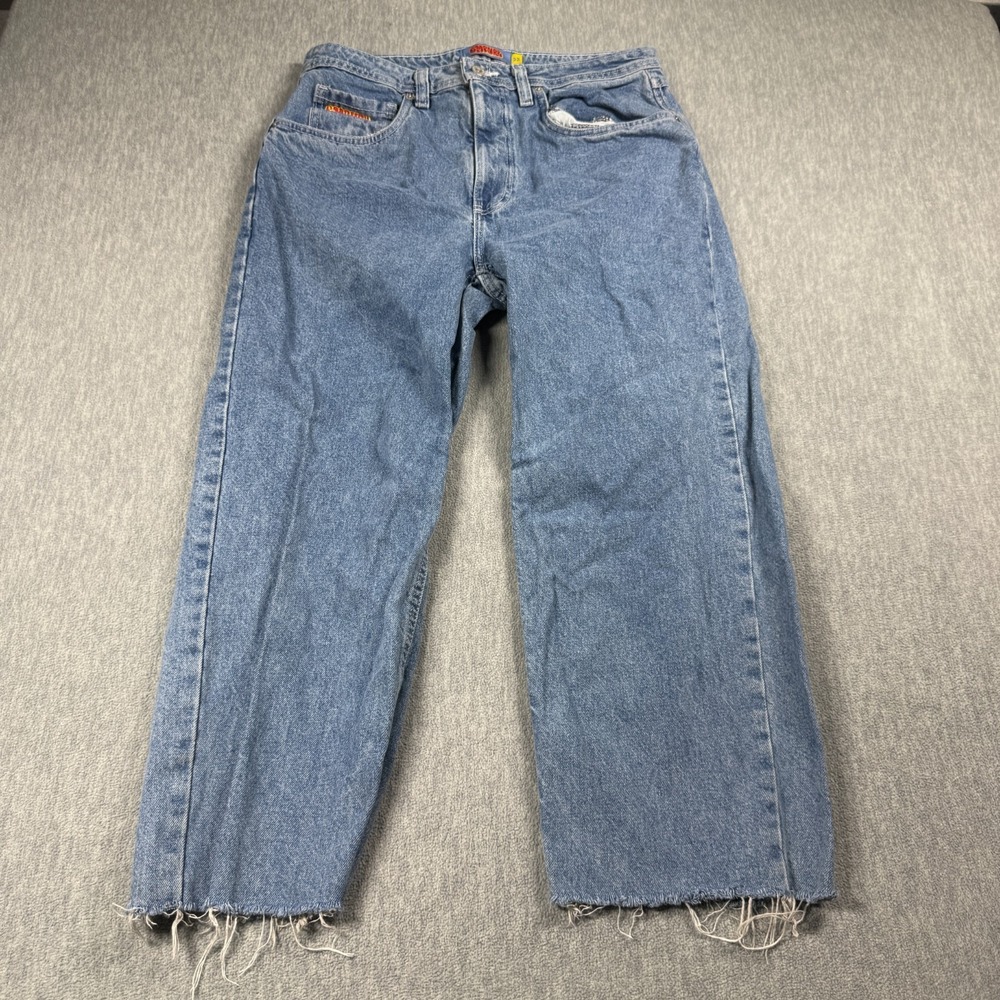 Empyre Jeans Mens 32 Light Wash Denim Skateboard Relaxed Fit Raw Cut Hem Y2K